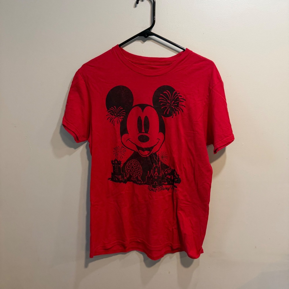 Disney Parks Mickey Mouse Walt Disney World Red Graphic T-Shirt Mens Medium M